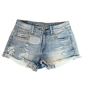 Womens Size 4 American Eagle Hi-Rise‎ Shortie Distressed Patchwork Shorts